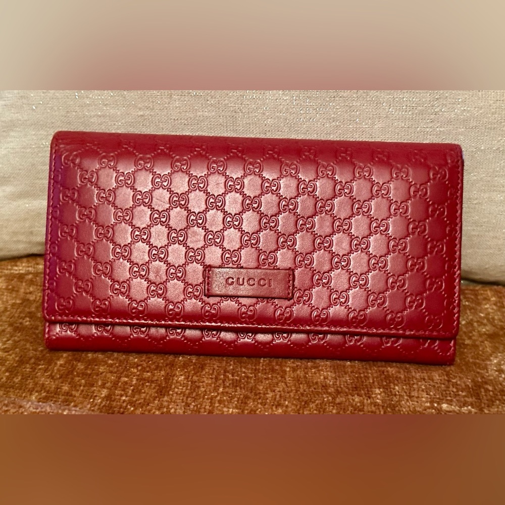 Beautiful Micro Guccisima Burgundy Continental Wallet